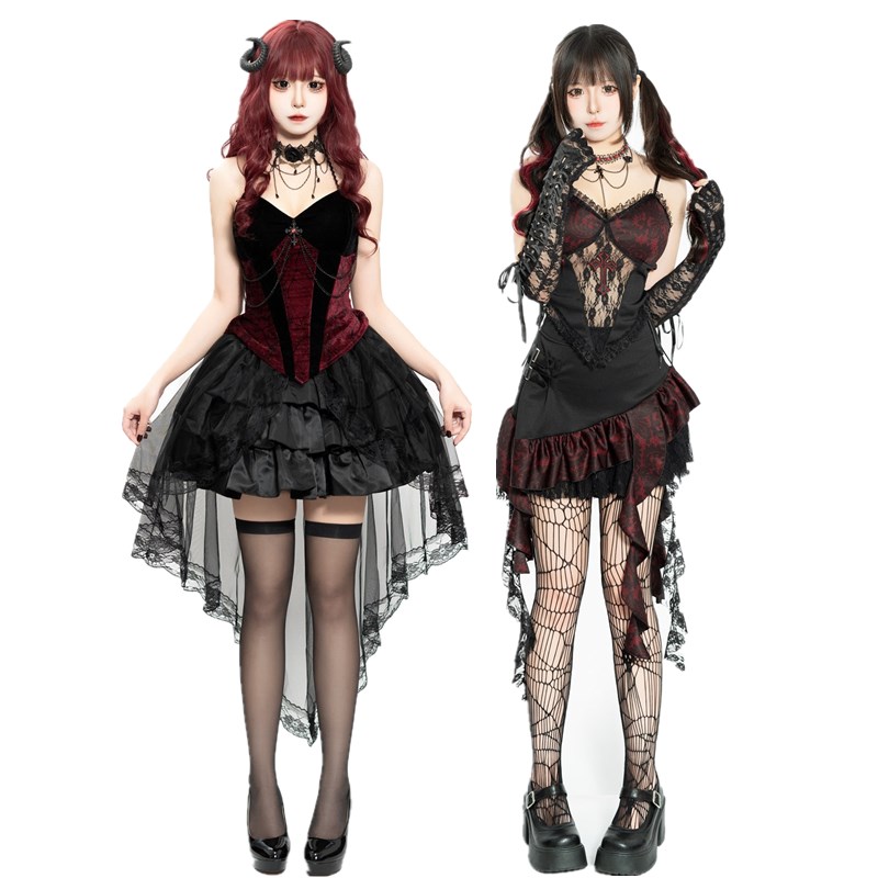 Ethnic Style Dresses - Dark Gothic Style Devil Suit Dress