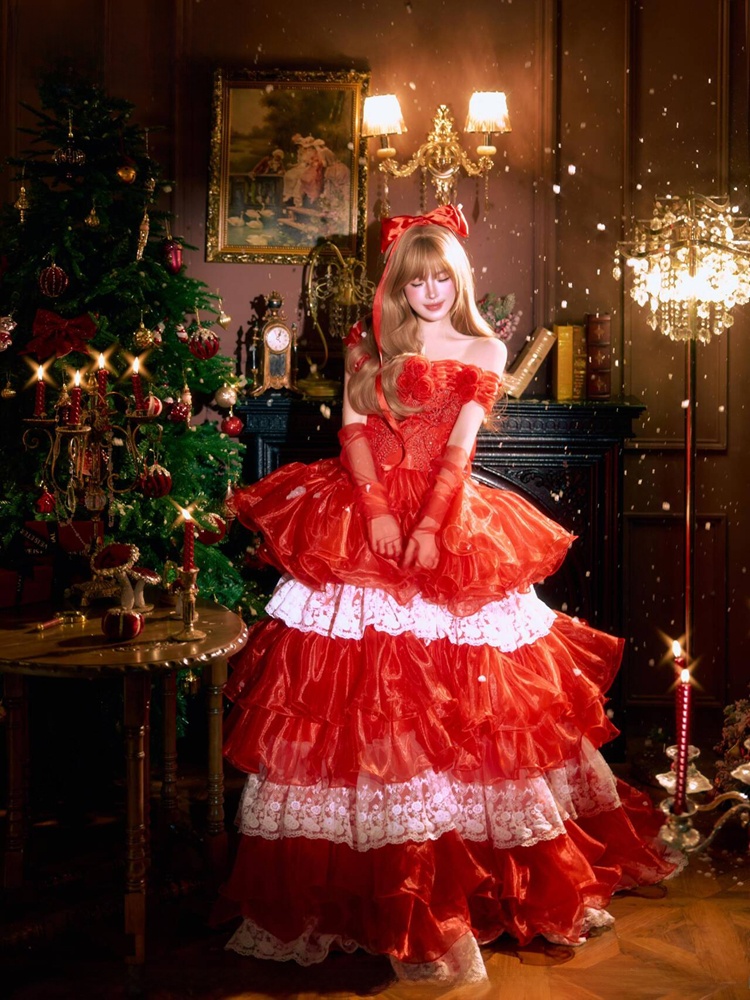 Ethnic Style Dresses - 2026 New Vintage Court Red Princess
