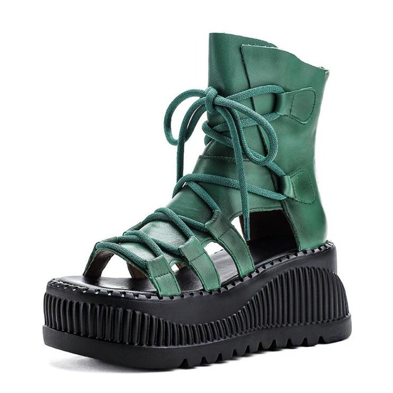 The Ethnic Fashion - 8CM Ethnic Cow Genuine Leather Ankle