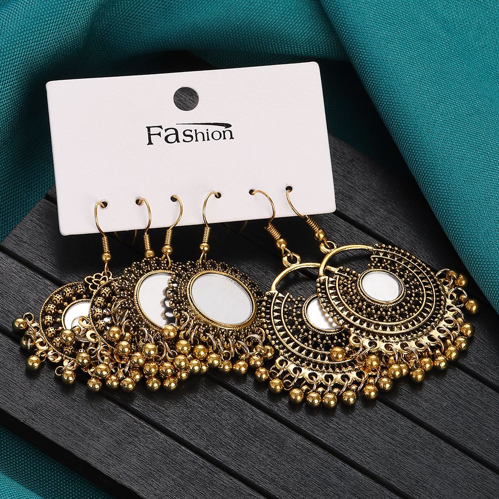 Ethnic Fashion Girls - Vintage Gold Color Earrings Set Geometry