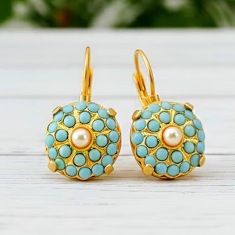 Ethnic Fashion Wear For Women - Vintage Inlaid Imitation Pearl Turquoise Dangle