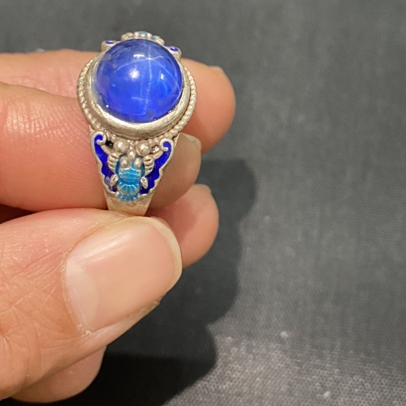 Ethnic Wear Fashion Designer - Ethnic Cloisonne Open Ring, Exquisite Blue