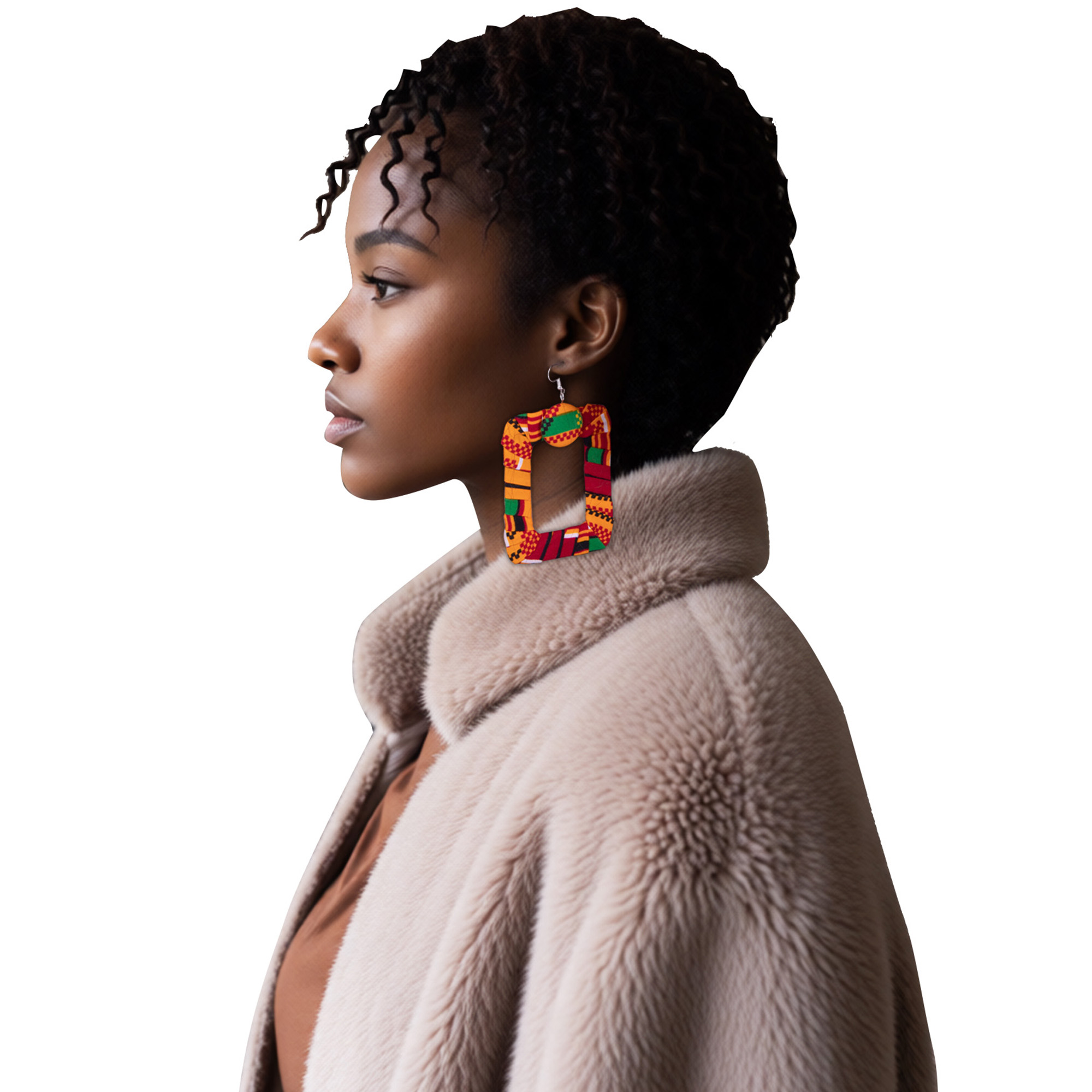 Ethnic Fashion Wear For Women - African Wax Print Square Hoop Earrings