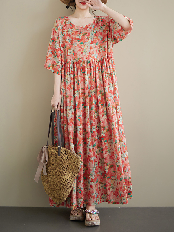 Ethnic Style Dresses - Summer New plus Size round Neck