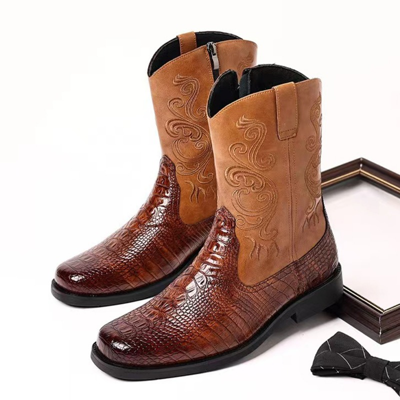 The Ethnic Fashion - Fashionable Embossed Casual Men's Western Cowboy
