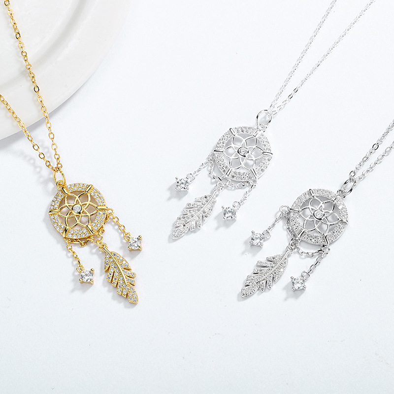 Ethnic Fashion Wear For Women - S925 Sterling Silver Dreamcatcher Necklace for
