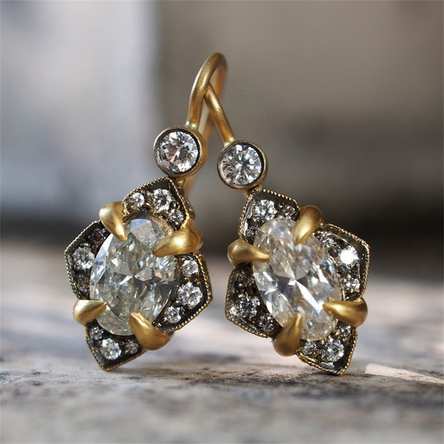 Ethnic Fashion Wear For Women - Vintage Inlaid White CZ Dangle Women's