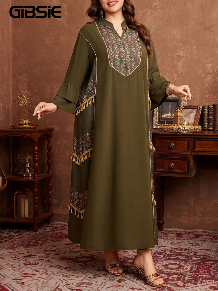 Ethnic Style Dresses - GIBSIE Plus Size Ethnic Style Print