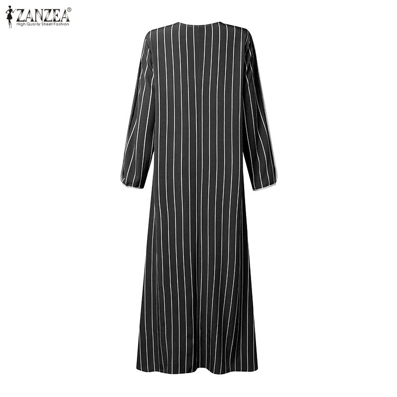 Muslim Modest Striped Maxi Dre - Abaya Modest Wear 评论和价格