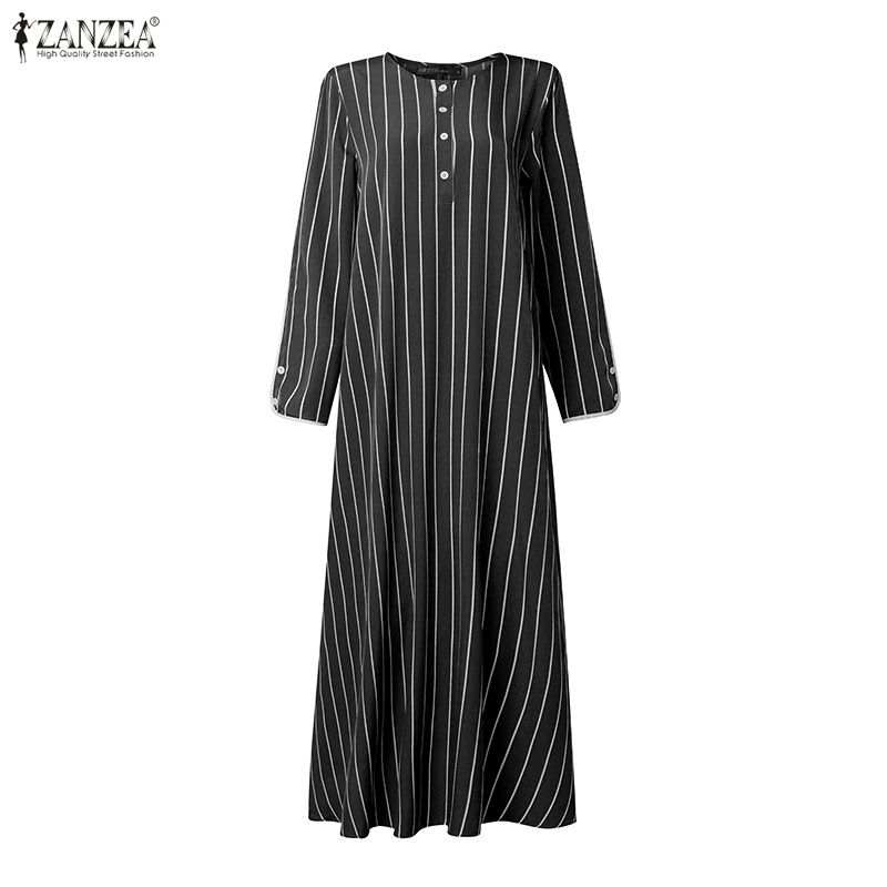 Muslim Modest Striped Maxi Dre - Abaya Modest Wear 评论和价格
