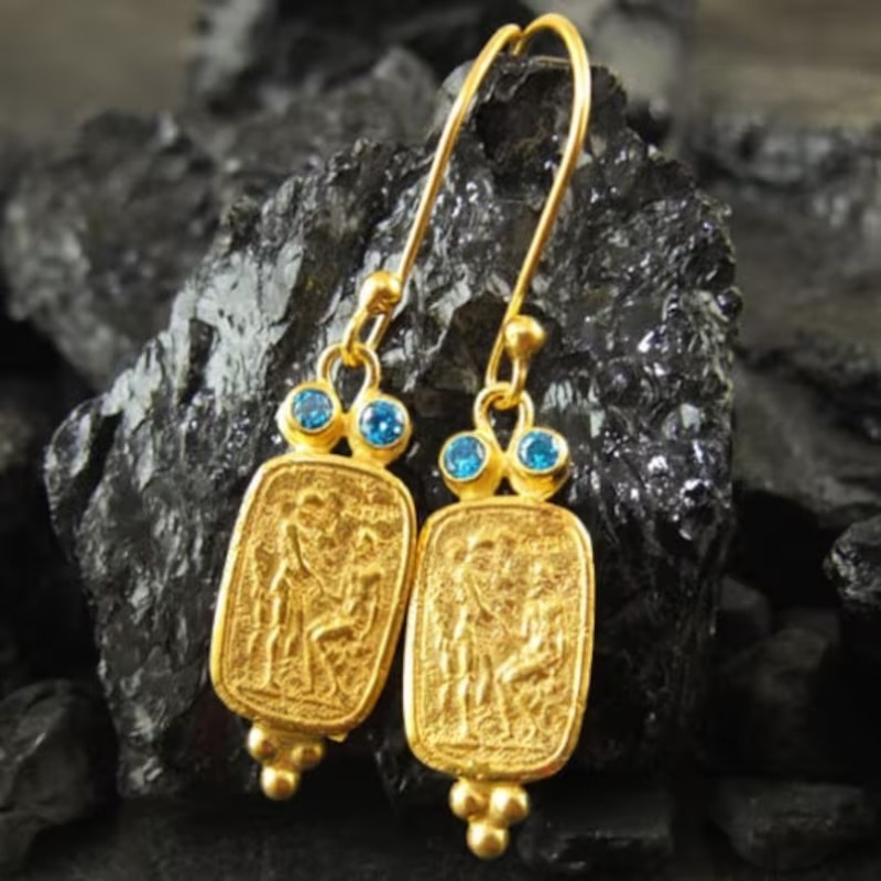 Vintage Inlaid Sea Blue CZ Dan - Ethnic Fashion Wear For Women 评论和价格