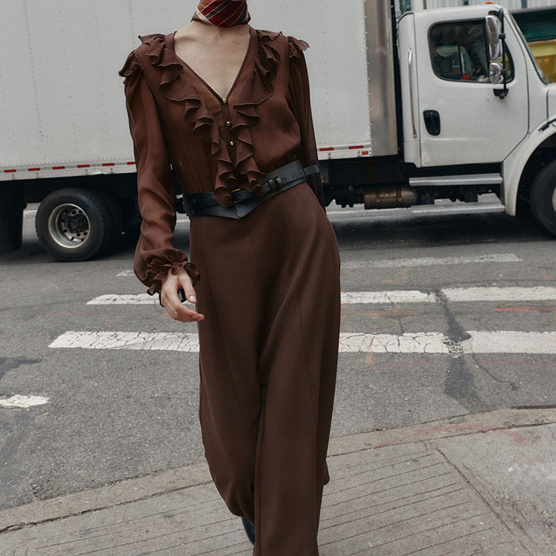 Elegant V-Neck Long Sleeve Mid - Ethnic Fashion Wear For Women 评论和价格