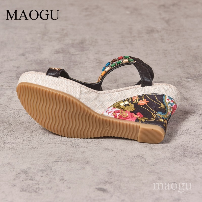 Boho Beaded Floral Wedge Sanda - The Ethnic Fashion 评论和价格