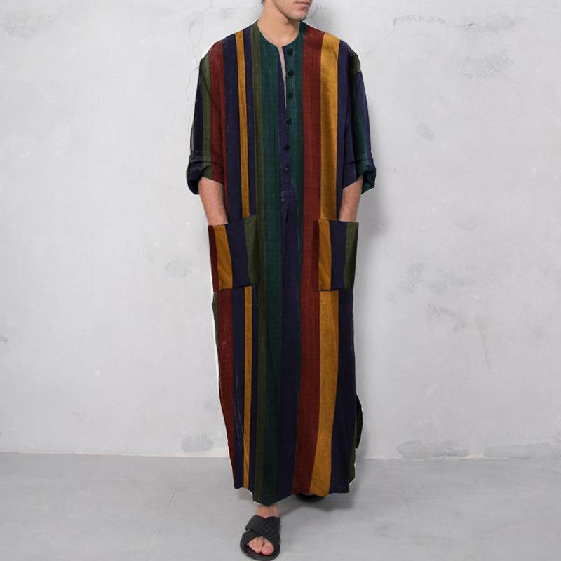 Men's Long Striped Printed Shi - Ethnic Wear Fashion Designer 评论和价格