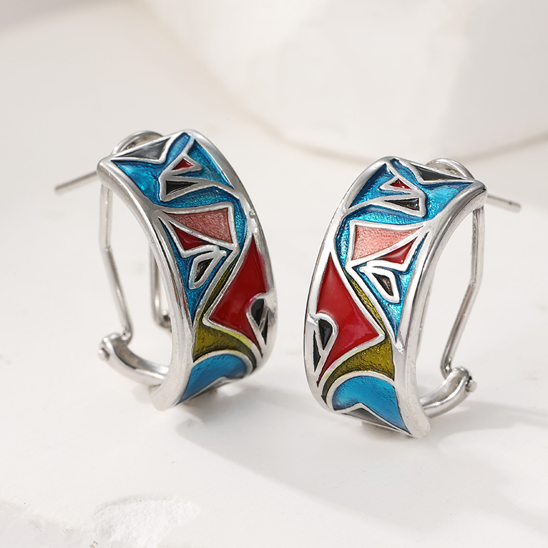 Ethnic Silver Color Enamel Hoo - Ethnic Fashion Wear For Women 评论和价格