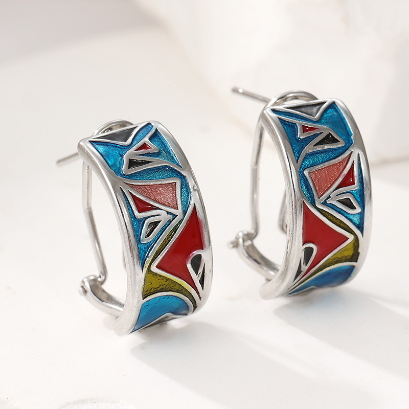 Ethnic Silver Color Enamel Hoo - Ethnic Fashion Wear For Women 评论和价格