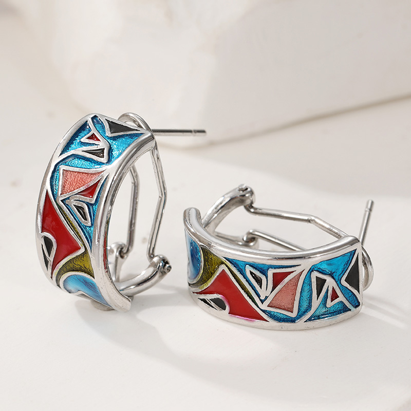 Ethnic Silver Color Enamel Hoo - Ethnic Fashion Wear For Women 评论和价格