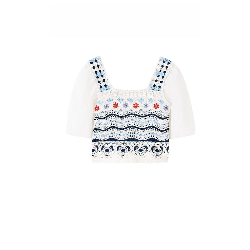 Retro Hooked Floral Short Slee - Ethnic Style Dresses 评论和价格
