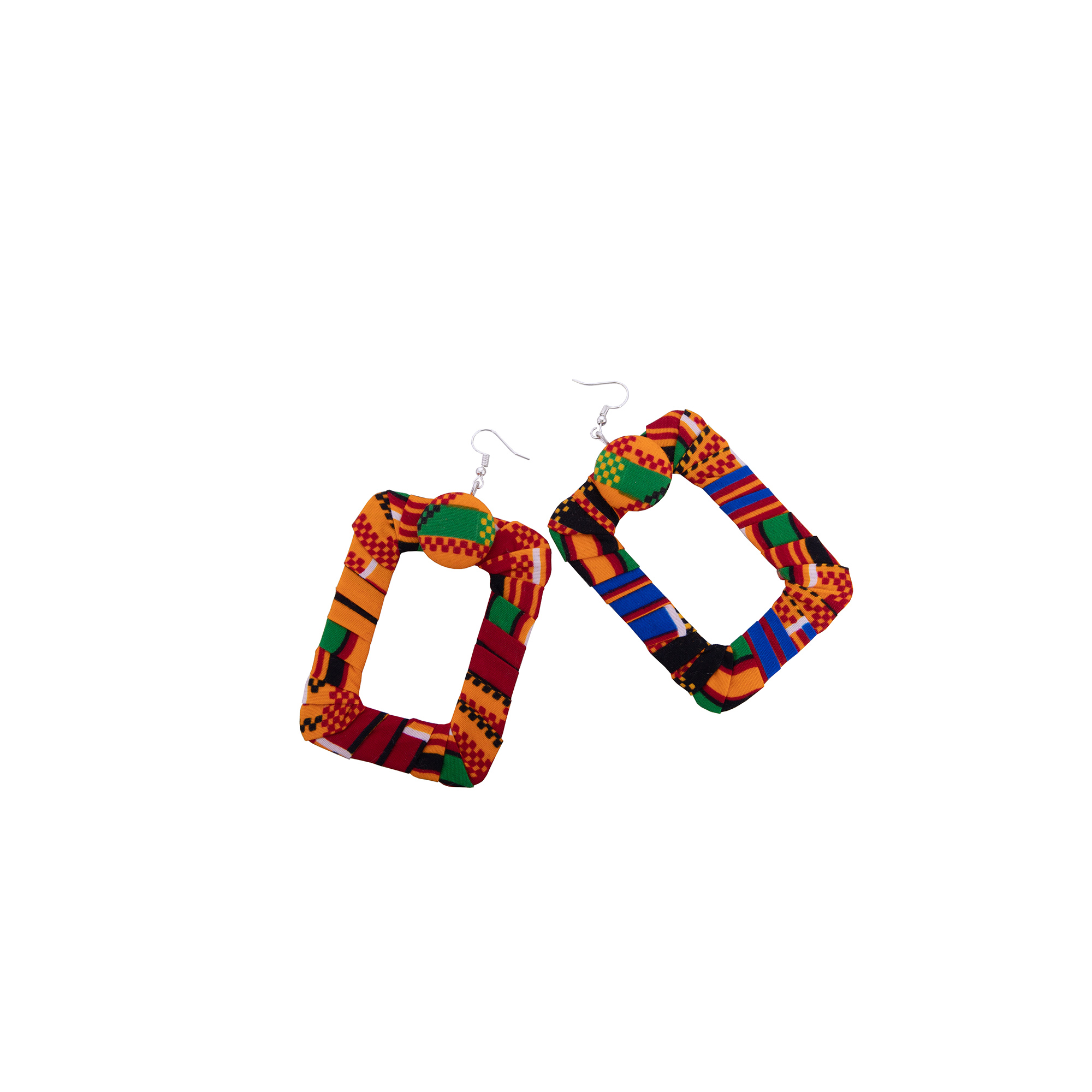 African Wax Print Square Hoop  - Ethnic Fashion Wear For Women 评论和价格