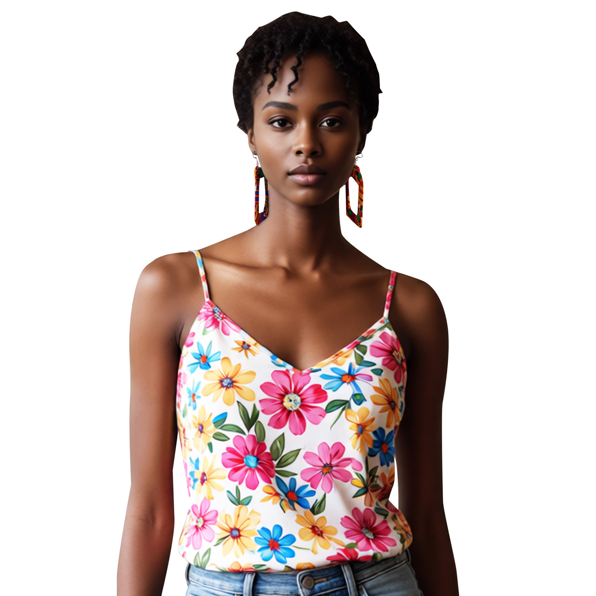 African Wax Print Square Hoop  - Ethnic Fashion Wear For Women 评论和价格