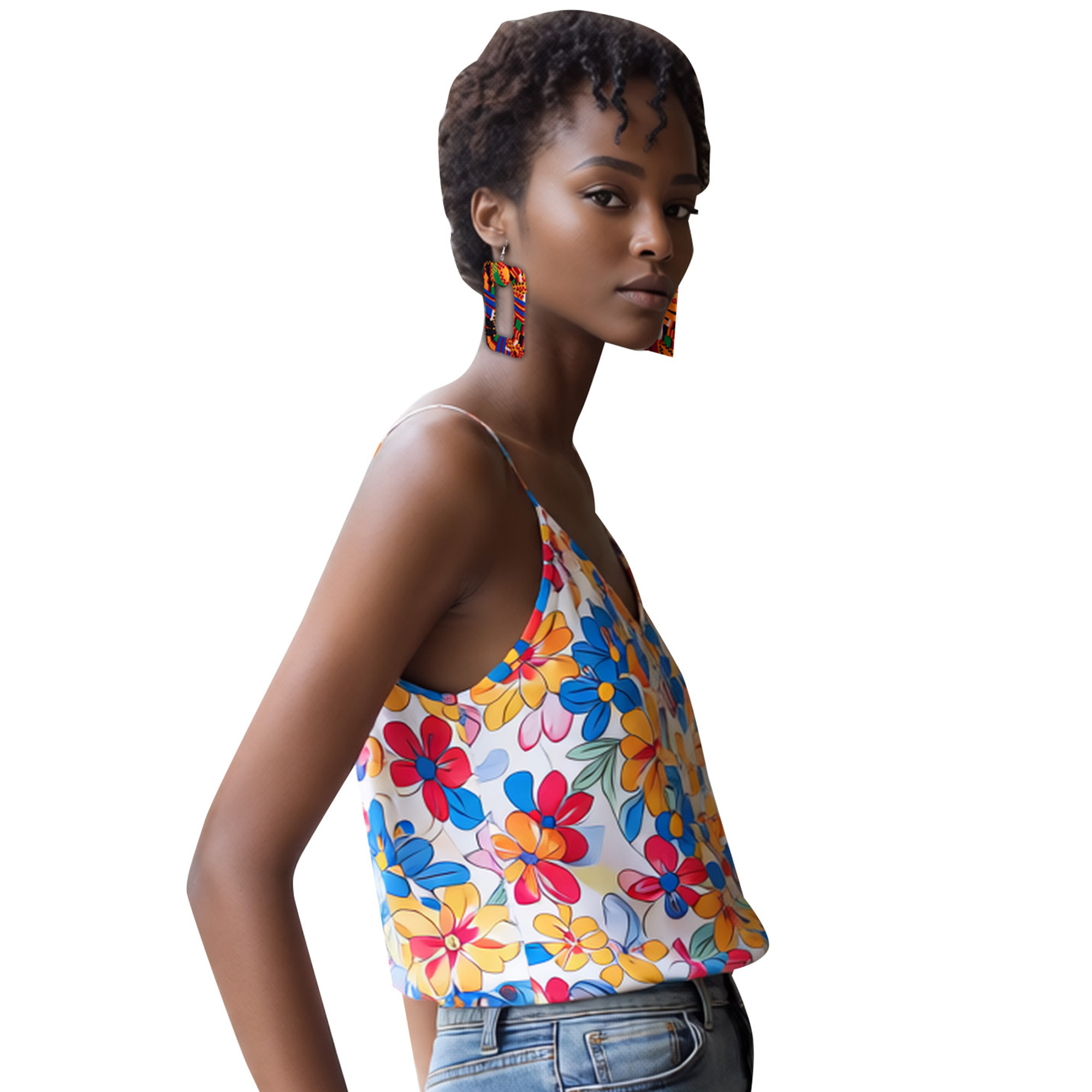 African Wax Print Square Hoop  - Ethnic Fashion Wear For Women 评论和价格