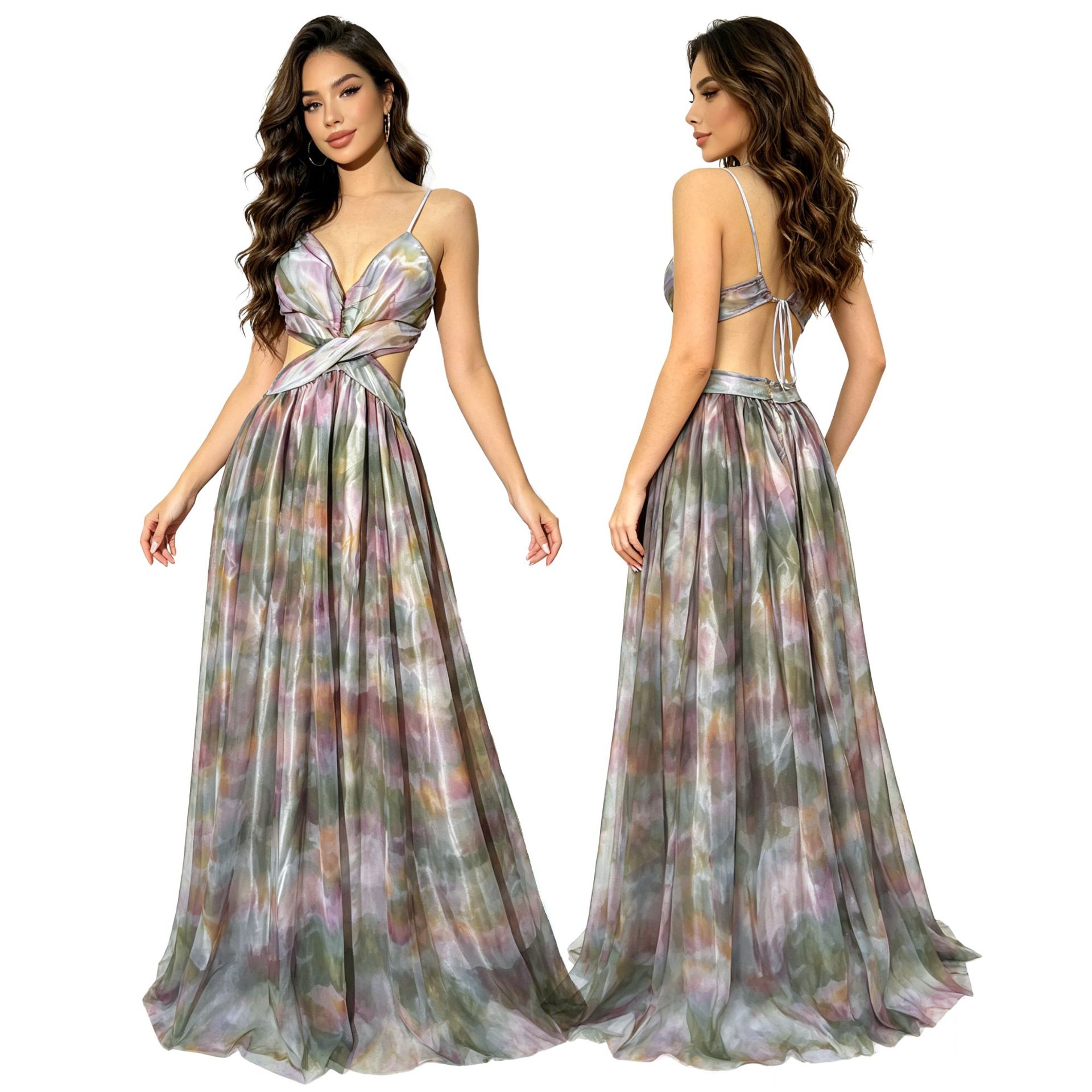 Sexy Tie-Dye Mesh Strapless Dr - Ethnic Style Dresses 评论和价格