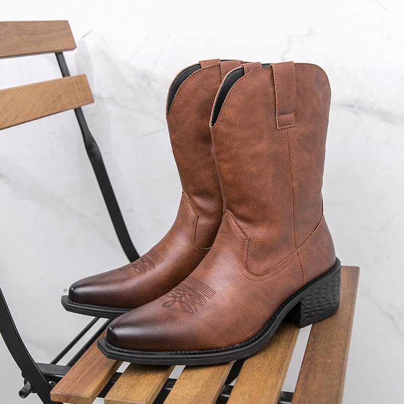 Men Boots Classic Embroidery W - The Ethnic Fashion 评论和价格