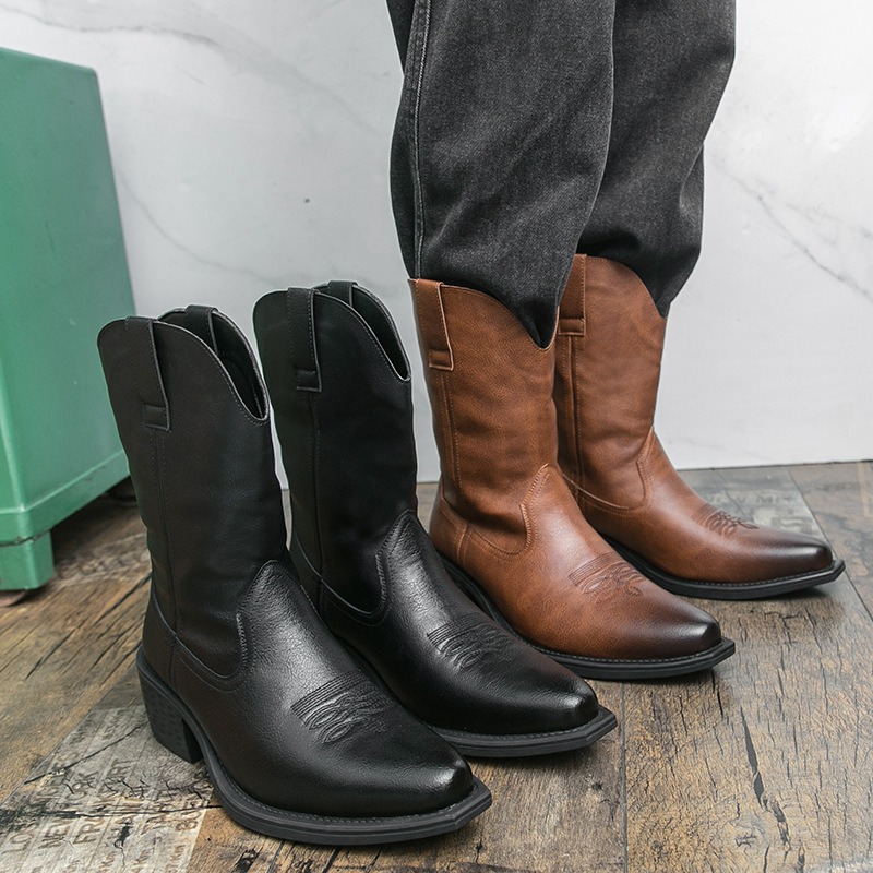 Men Boots Classic Embroidery W - The Ethnic Fashion 评论和价格