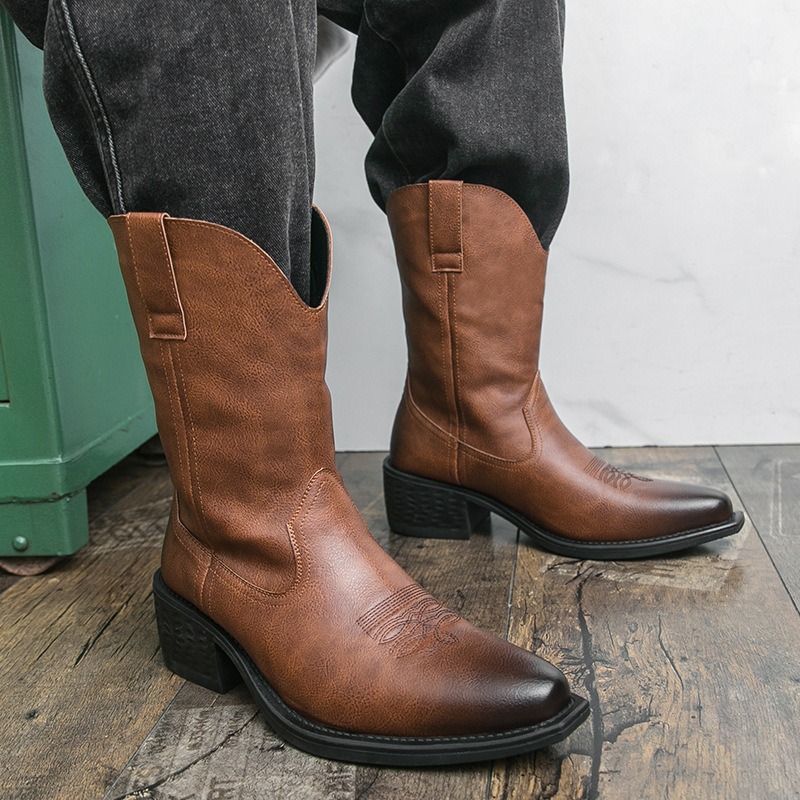 Men Boots Classic Embroidery W - The Ethnic Fashion 评论和价格