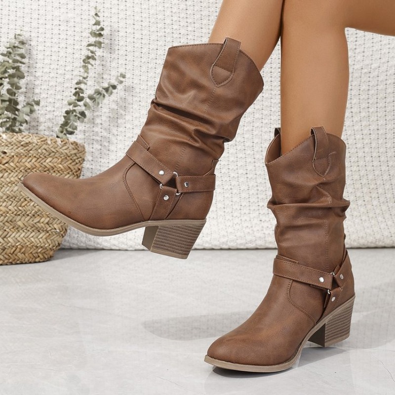 Womens Mid-Calf Boots Retro St - The Ethnic Fashion 评论和价格