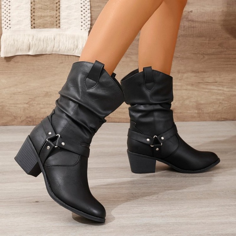 Womens Mid-Calf Boots Retro St - The Ethnic Fashion 评论和价格